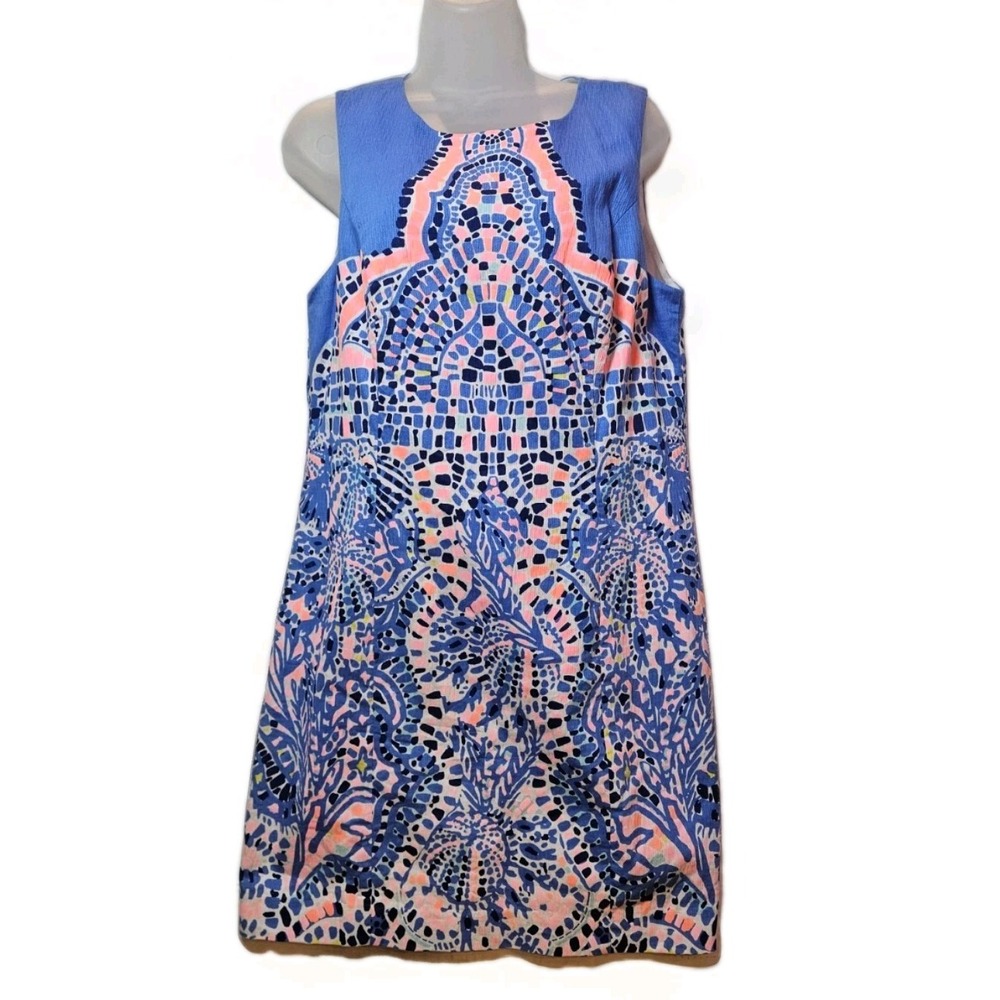 Lilly Pulitzer Mila Shift Dress Tic Tac Tile Engineered Size 10 Playful‎ #347